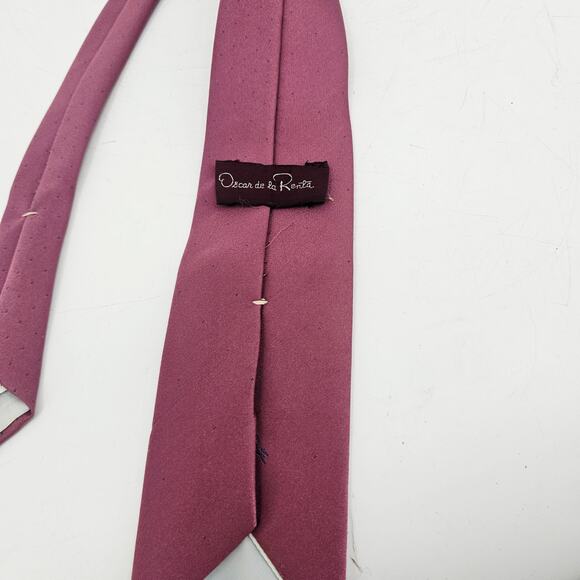 Oscar De La Renta Designer Tie Pink Mauve Navy Polka Dots Necktie 3X54 3743 - Picture 6 of 8